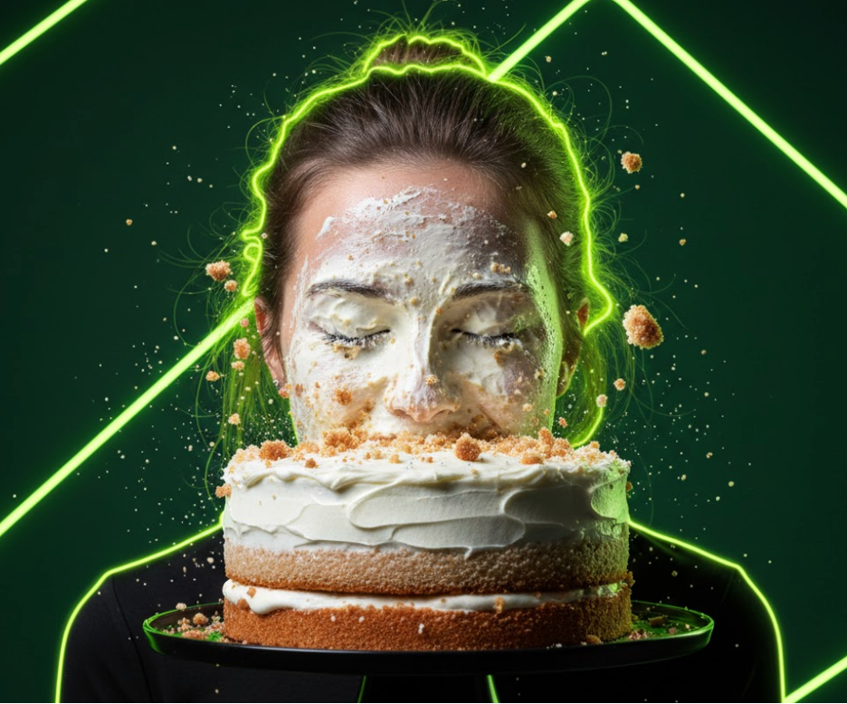 девушка лицом в торте