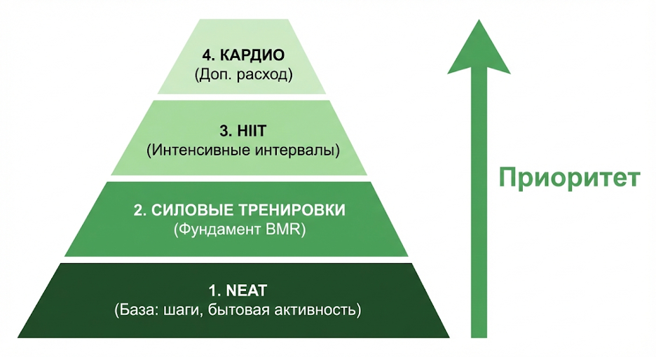 Иерархия видов активности для ускорения метаболизма