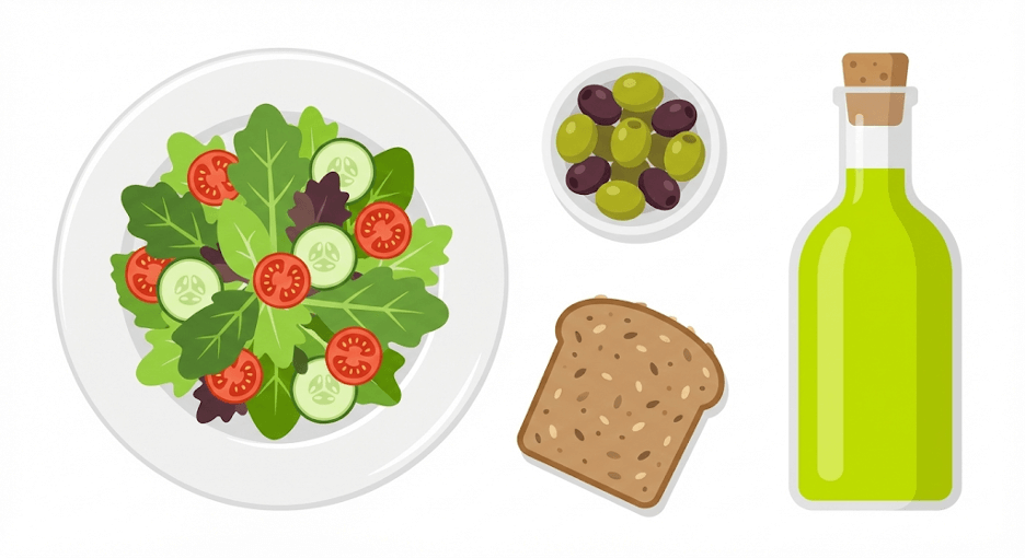 Стол с блюдами средиземноморской кухни