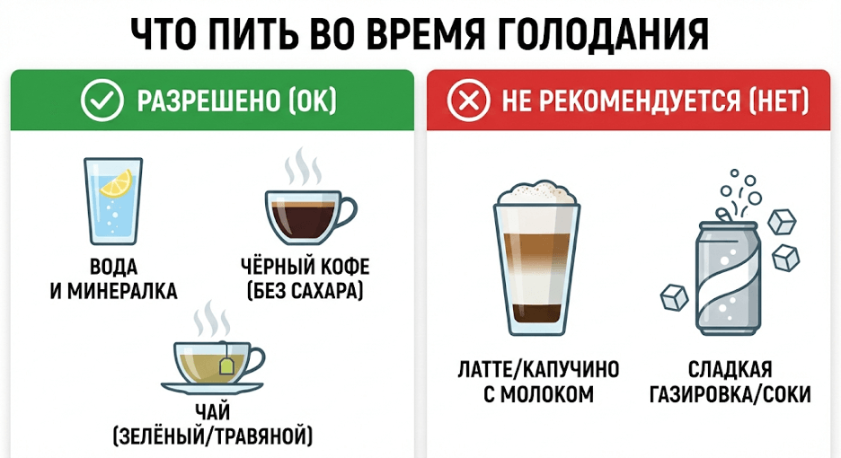 Что можно пить во время фастинга: вода, чёрный кофе, чай без сахара