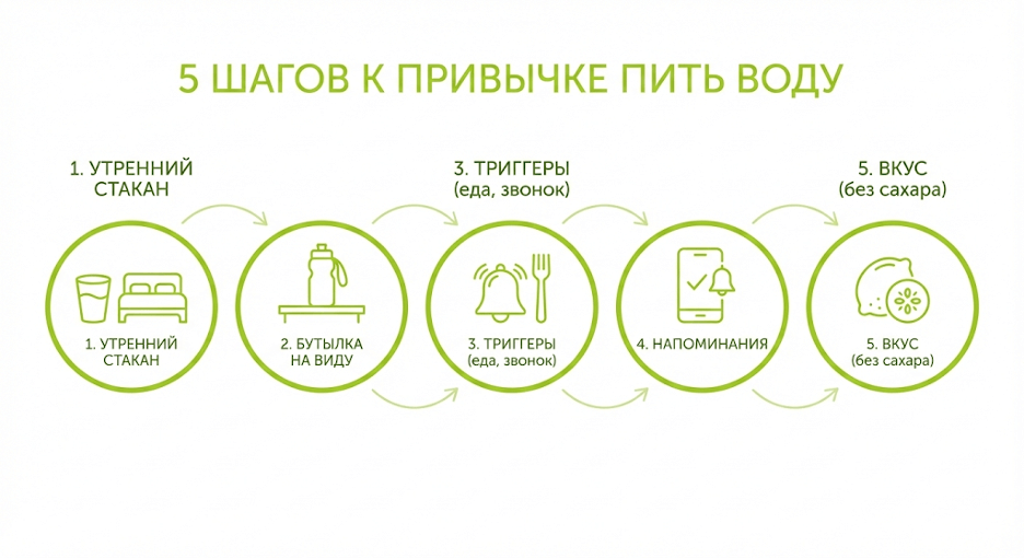 5 шагов, как приучить себя пить воду