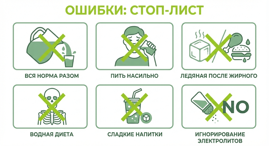 Список ошибок при организации питьевого режима