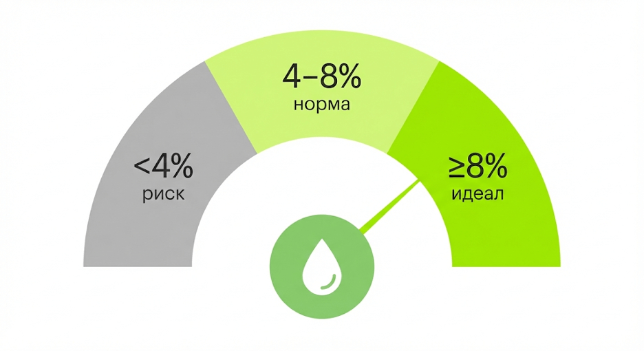 Шкала Омега‑3 Индекса с целевыми зонами