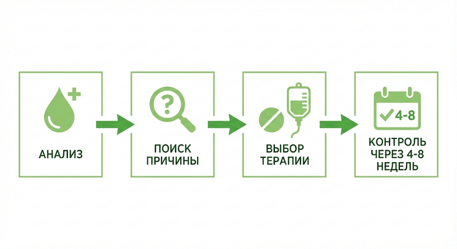 Маршрут при низком ферритине и/или анемии