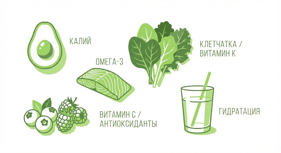 Продукты против целлюлита: зелень, авокадо, рыба, ягоды, цельнозерновые, орехи