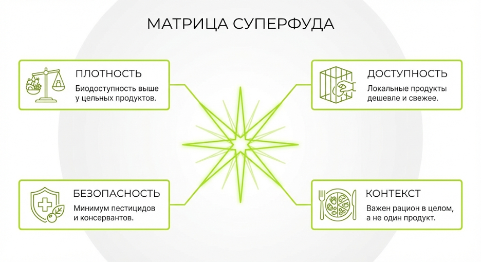 Диаграмма «что делает продукт суперфудом»