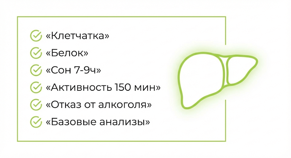ек-лист безопасного детокса печени: клетчатка, белок, сон, движение, отказ от алкоголя, базовые анализы