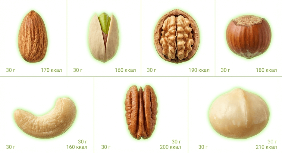 7 видов орехов с их пользой.