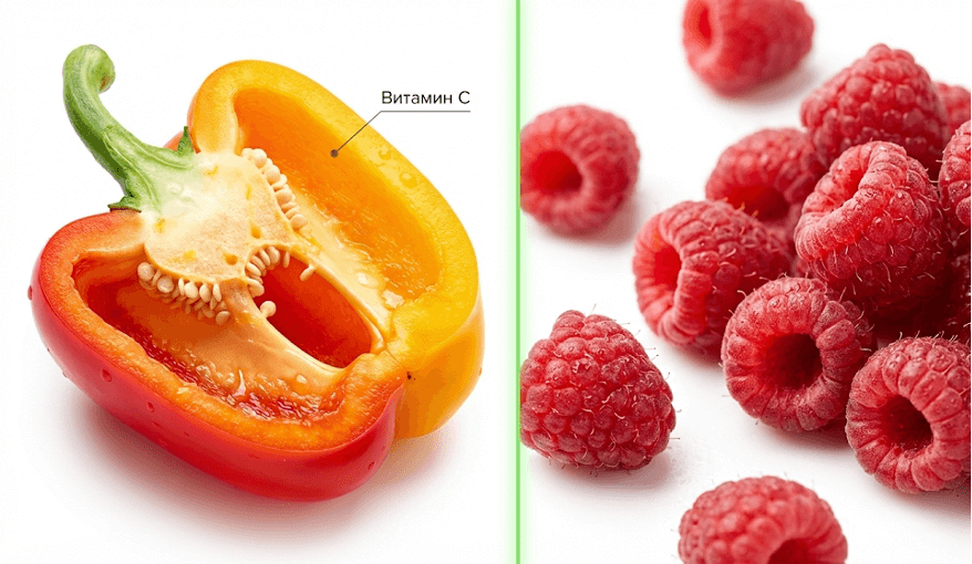 Продукты с витамином C для синтеза коллагена», «Ягоды — источник полифенолов против свободных радикалов
