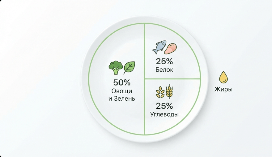 Схема балансировки БЖУ в объемном питании