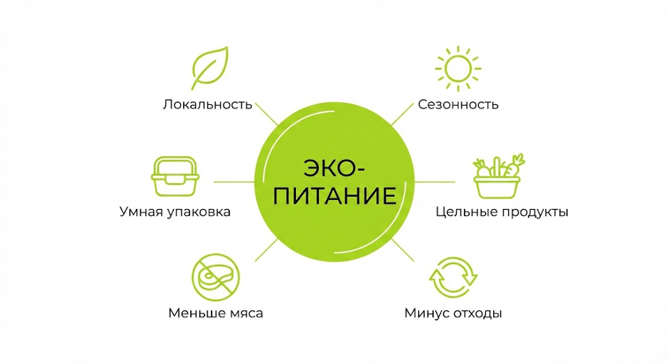 Схема пошагового плана перехода на экологичное питание в течение 30 дней