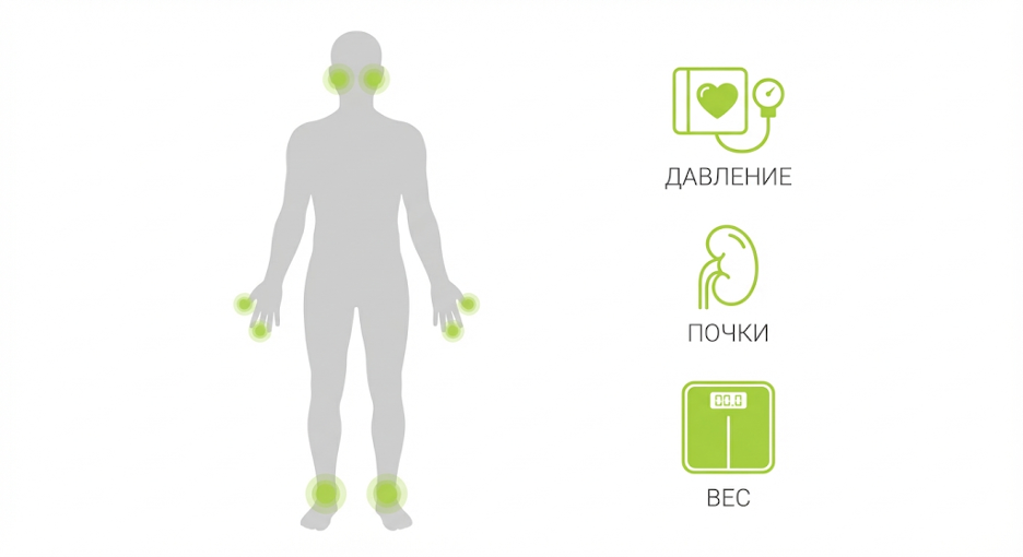 Карта отеков и симптомов избытка натрия