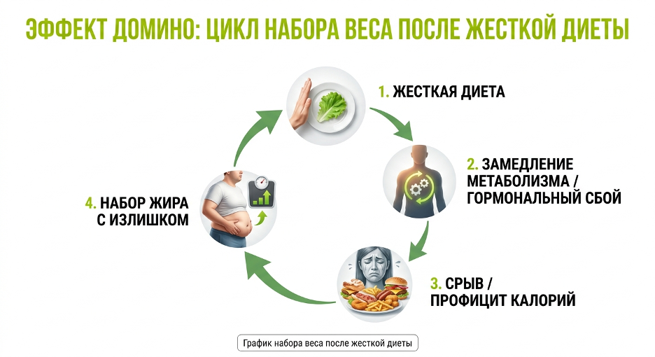 График набора веса после жёсткой диеты
