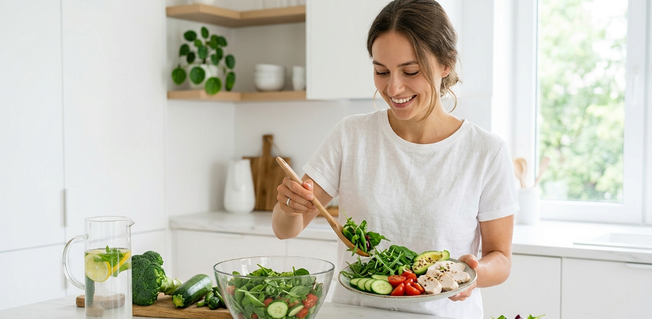 Человек формирует правильные пищевые привычки, выбирая здоровый рацион