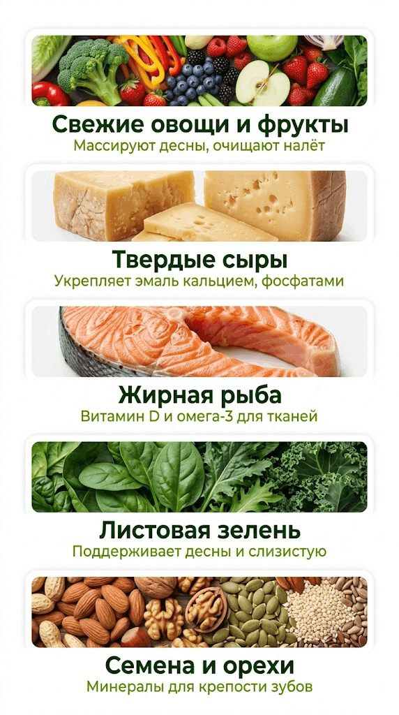 Топ-5 групп продуктов для здоровья полости рта