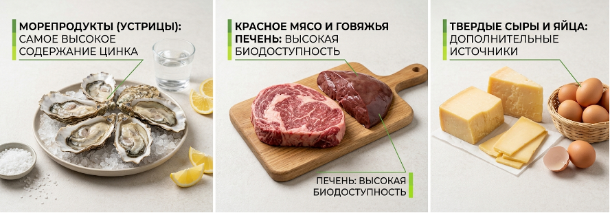 Животные продукты с высокой биодоступностью цинка