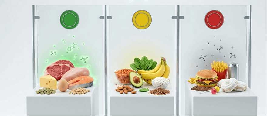 Инфографика: продукты для выработки дофамина, содержащие тирозин