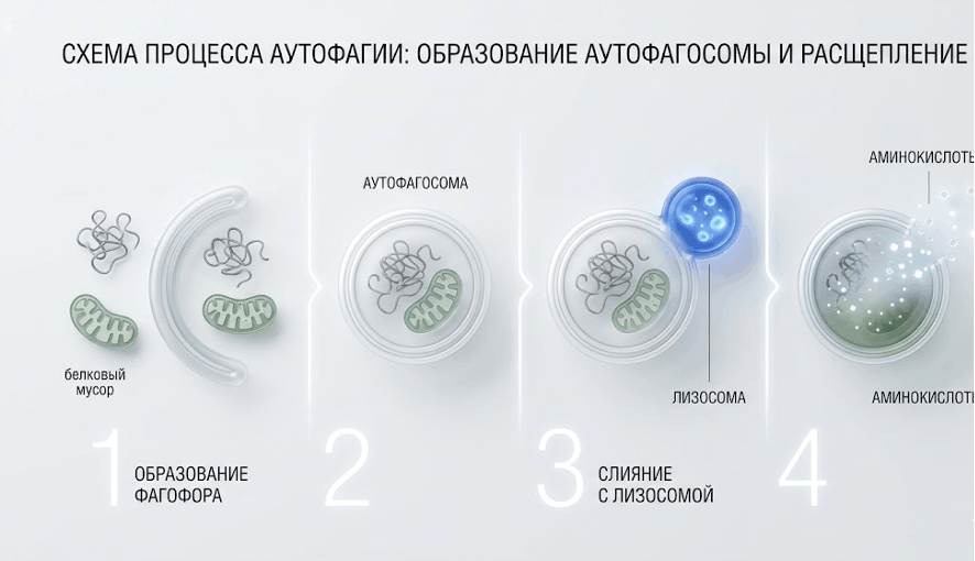 Как клетка перерабатывает поврежденные белки: этапы аутофагии
