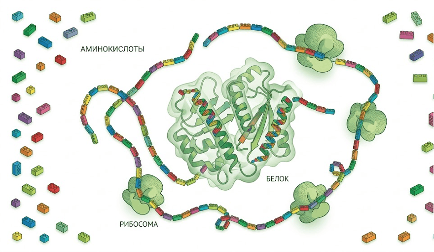 аминокислоты — это строительные блоки молекулы белка