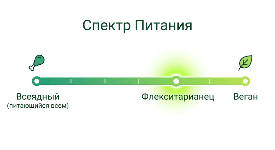 Где находится флекситарианство среди систем питания