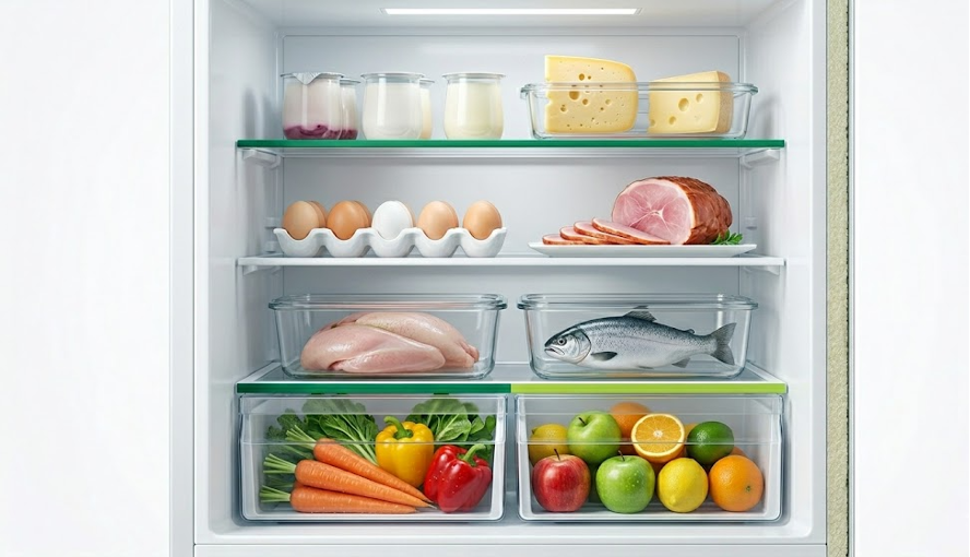 схема расположения продуктов в холодильнике по полкам и температурным зонам