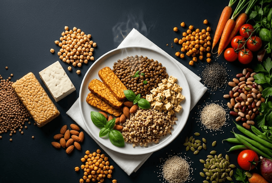 высокобелковые блюда без мяса: крупы, миндаль, овощи