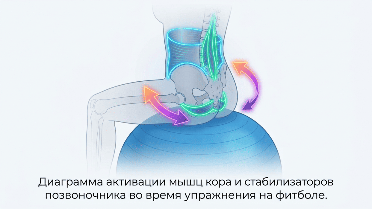 Упражнения на фитболе