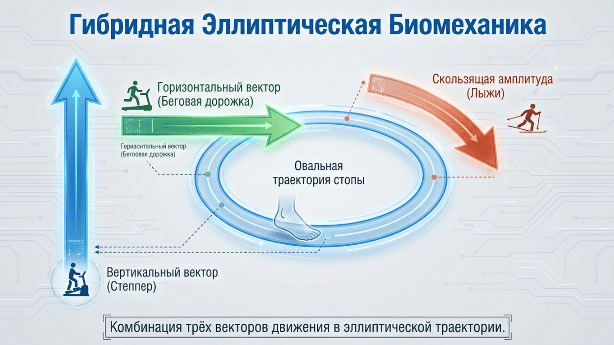 Схема гибридной траектории эллиптического тренажера