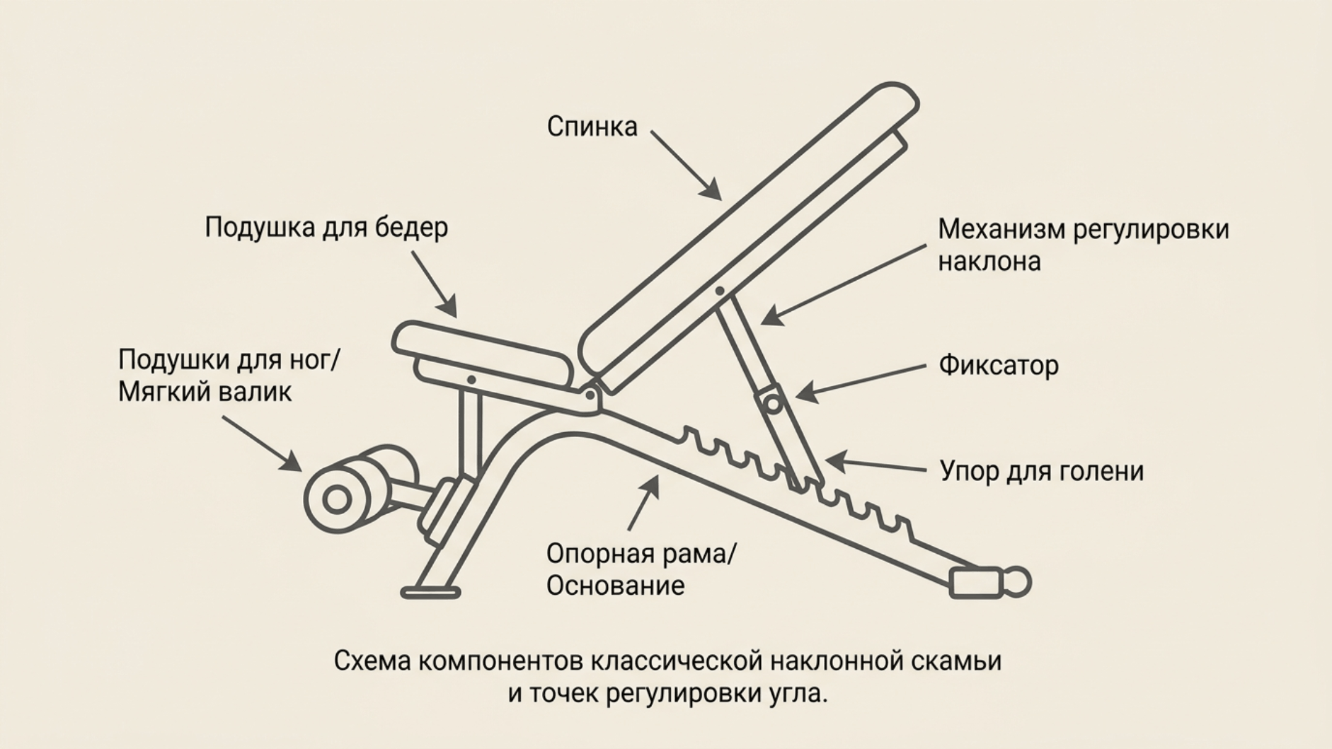 Регулировки наклонной скамьи